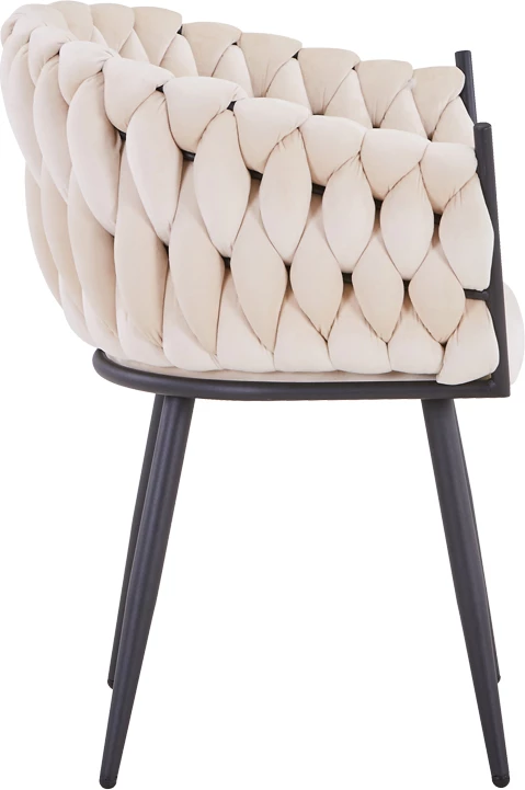 Karrige Vivian, kadife bezhë, këmbë metali të zi, 61x55x80cm