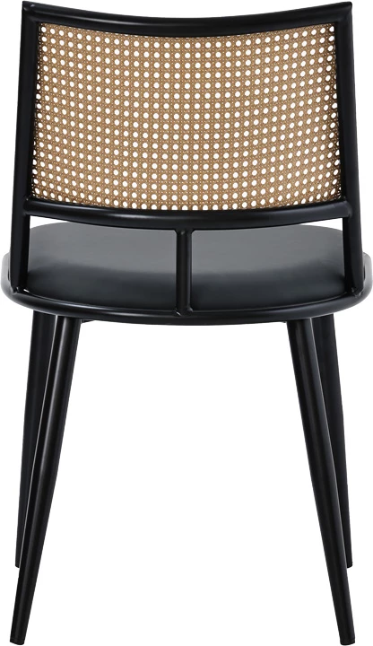 Karrige Giulia pe rattan, bezhë-pu, gri e zezë-metal, 49x52x80cm