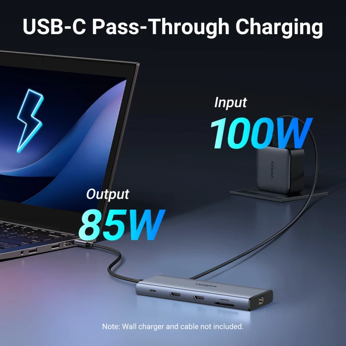 Docking Station USB-C UGREEN 45380 10-në-1, PD 100W, 2x HDMI 4K@60Hz, 10Gbps, Gigabit Ethernet, SD/TF, gri