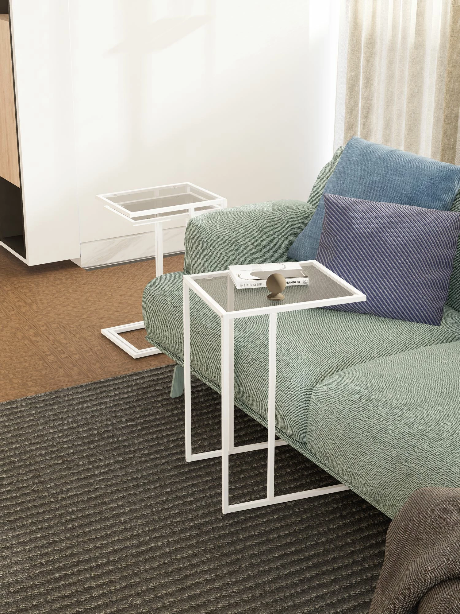 Set tavolinash të vendosshme, 3 copë, Hanah Home Ibiza C, e bardhë, fume