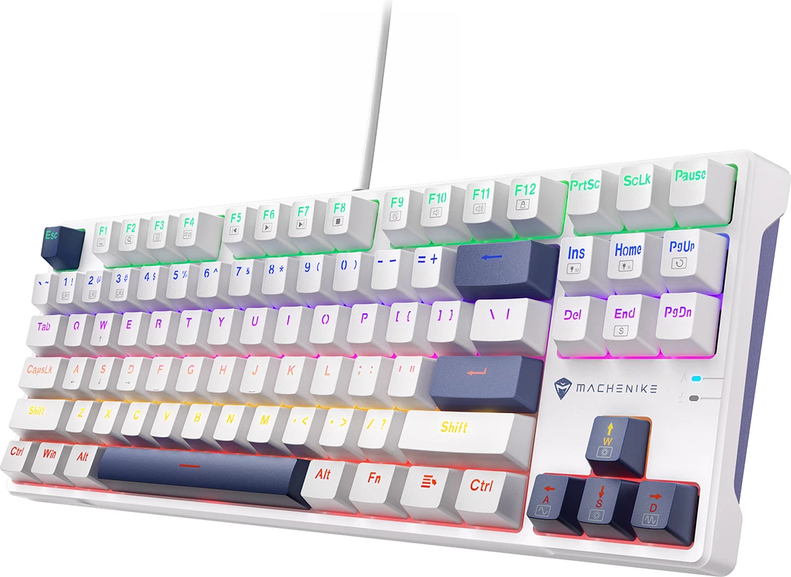 Tastierë mekanike gaming me kabllo Machenike K500B-B87 TKL 87 taste, Hot-Swap 3-pin Red Switch, LED backlight, e bardhë, set në kuti