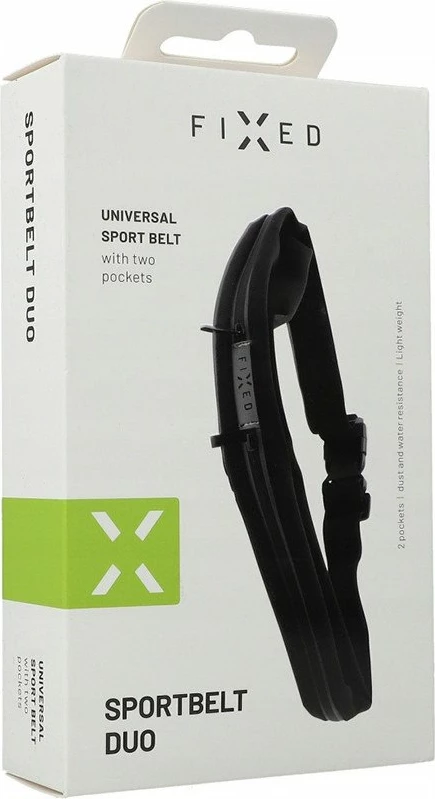 Rrip sportiv Fixed Sportbelt Duo, 2 xhepa me zinxhir, rregullim 68-160 cm, reflektues, i zi