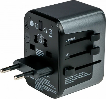 Adapter universal udhëtimi Verbatim UTA-03, 2x USB-A, 3x USB-C, 2500W, i zi