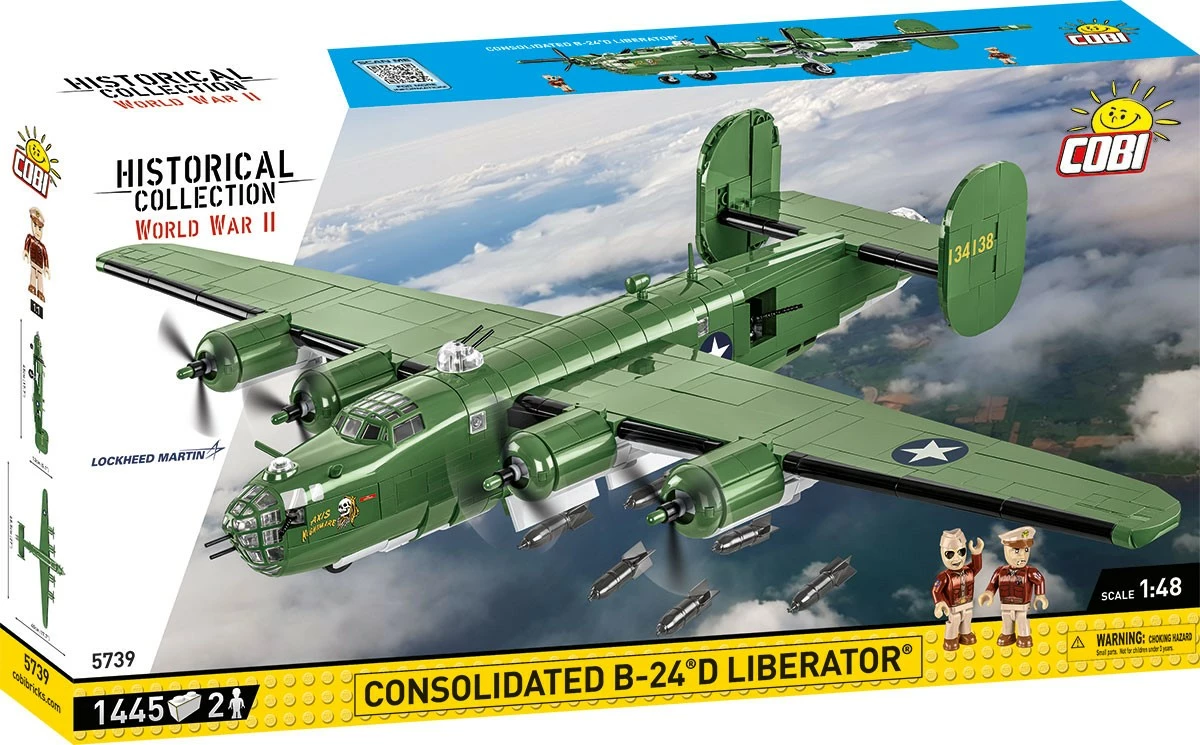 Set ndërtimi Cobi Klocki COBI-5739, B-24D Liberator, 1445 pjesë, Jeshile, me 2 figurina