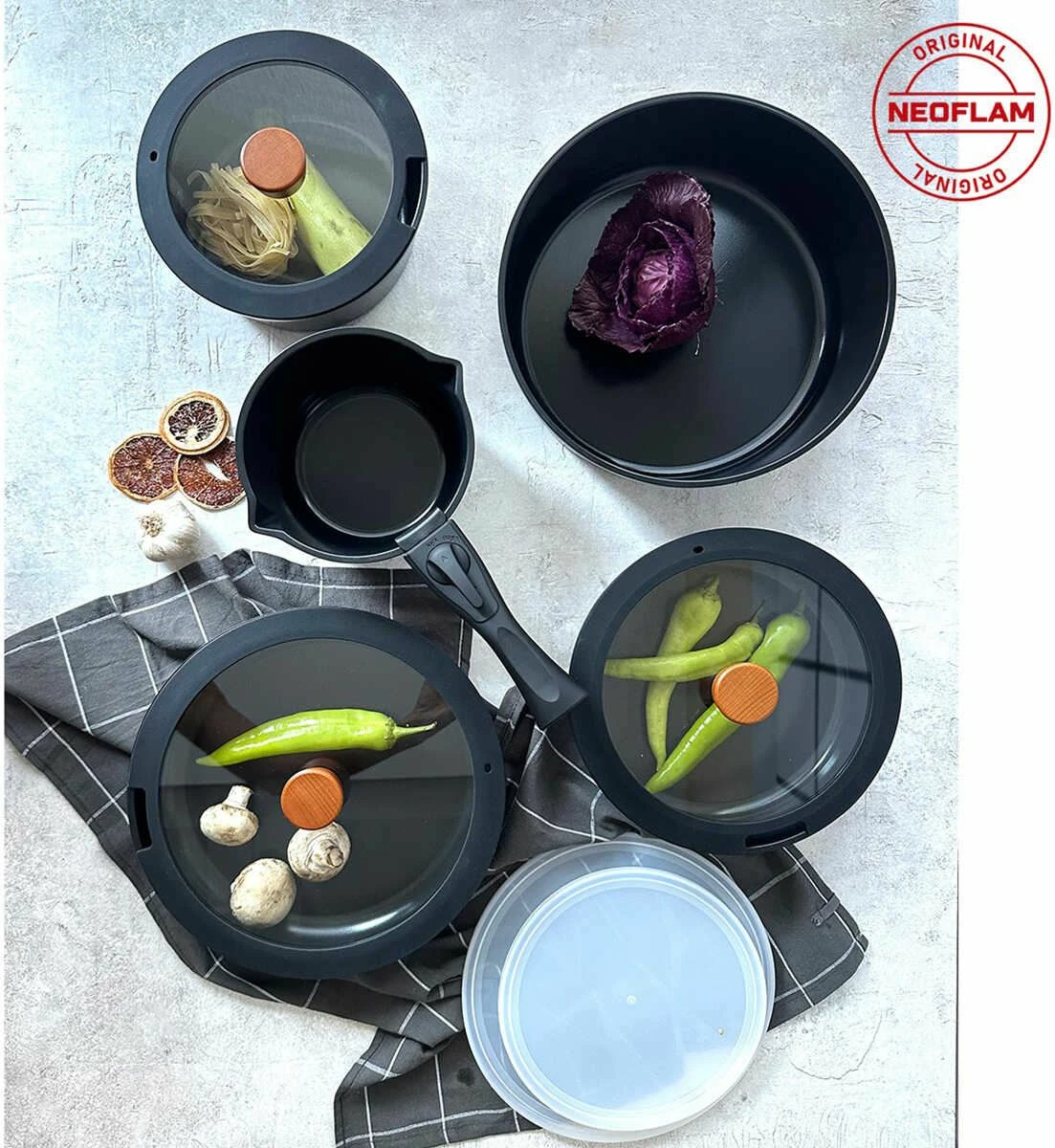 Set tenxheresh (11 pjesë), Hermia Concept, A-NeoflamMidas-11-TT, ngjyrë e zezë