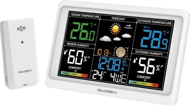 Stacion moti GoGEN GOG-ME3350, ekran me ndriçim, alarm, sensor wireless, i bardhë