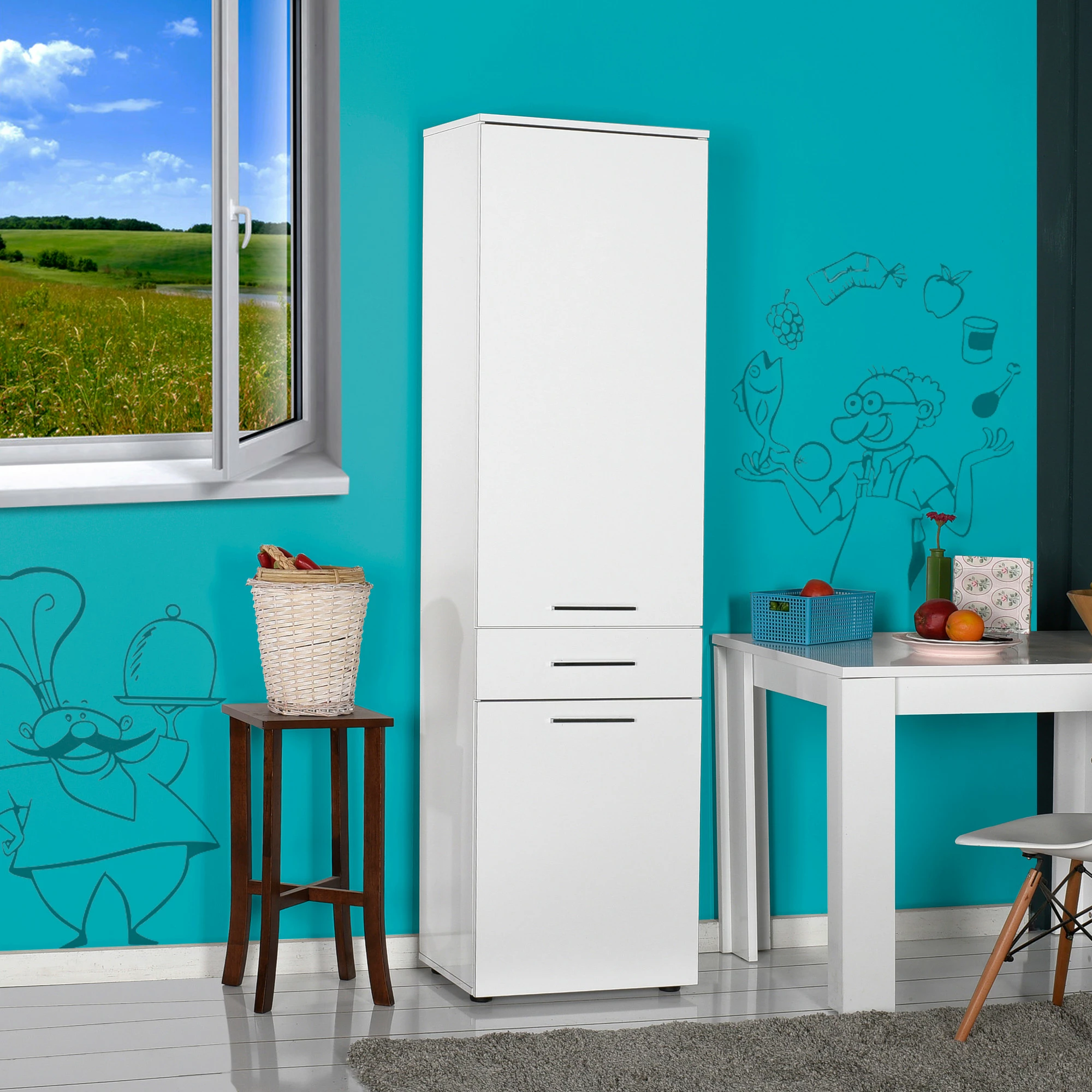 Dollap multifunksional, ngjyrë e bardhë, Hanah Home, Adr-621-Pp-1