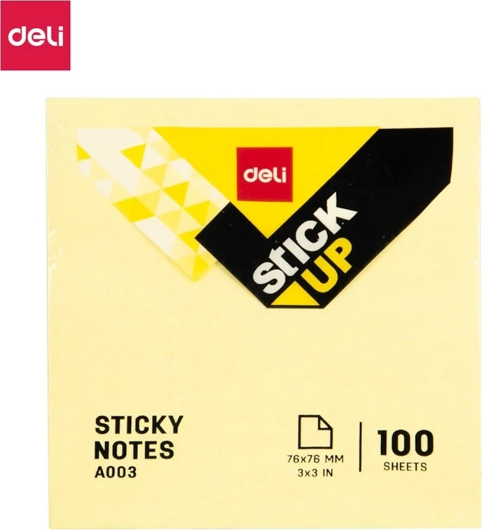 Deli Postit 75X75 100Fl Verdhe Qelet 1/12 A00353