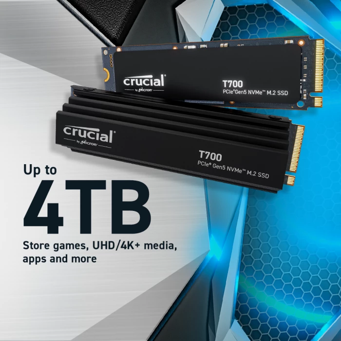 SSD CRUCIAL T700 1TB PCIe Gen5 NVMe M.2 2280, e zezë