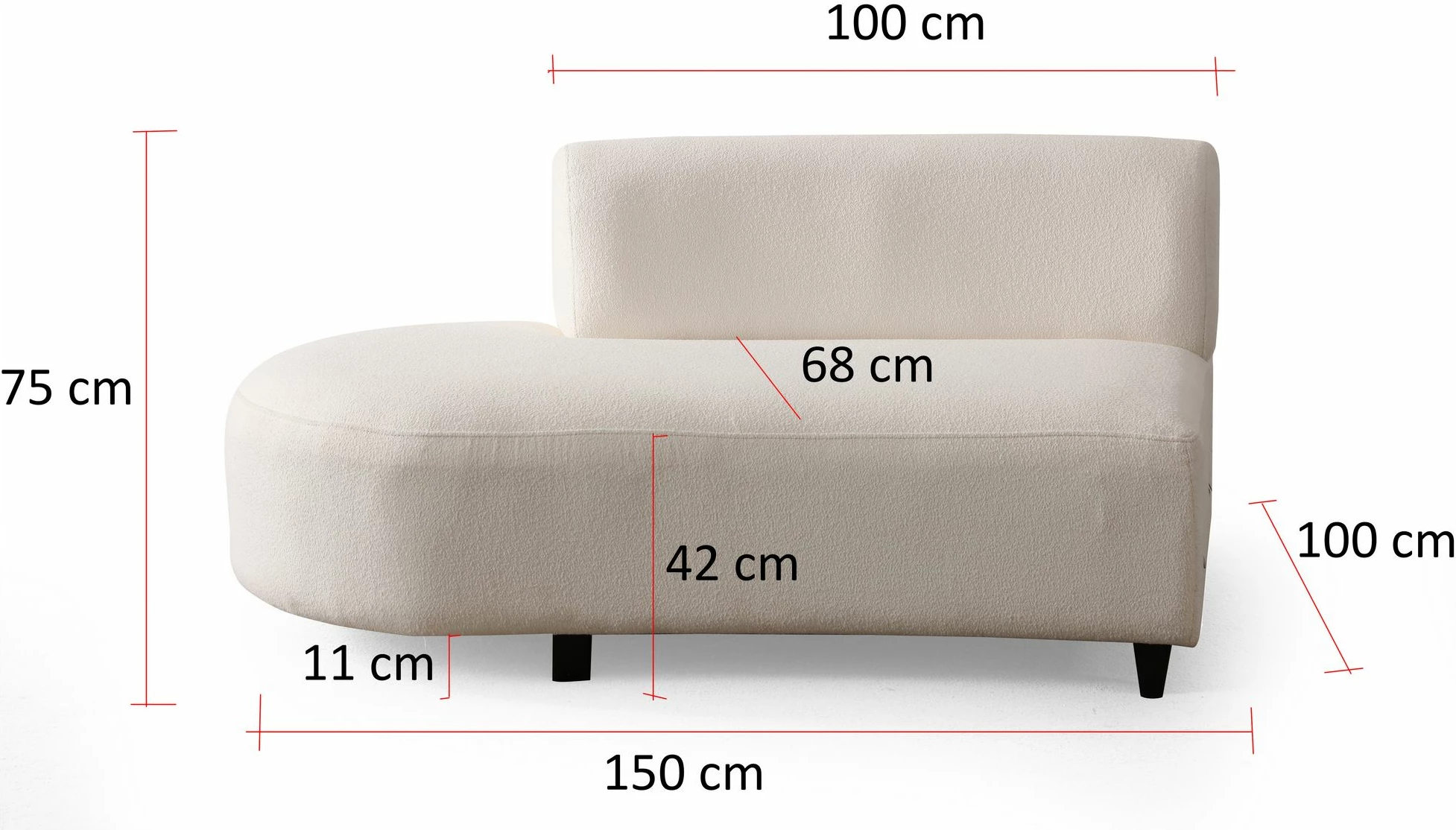 Këndare Atelier del Sofa, ngjyrë krem, U-shape, (L1 + 01 + 1R) - Corner v2
