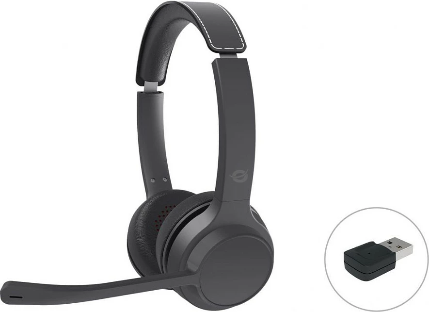Kufje Conceptronic POLONA04BA, Bluetooth 5.3, me adapter USB audio, Wired & Wireless, 44 orë bateri, të zeza