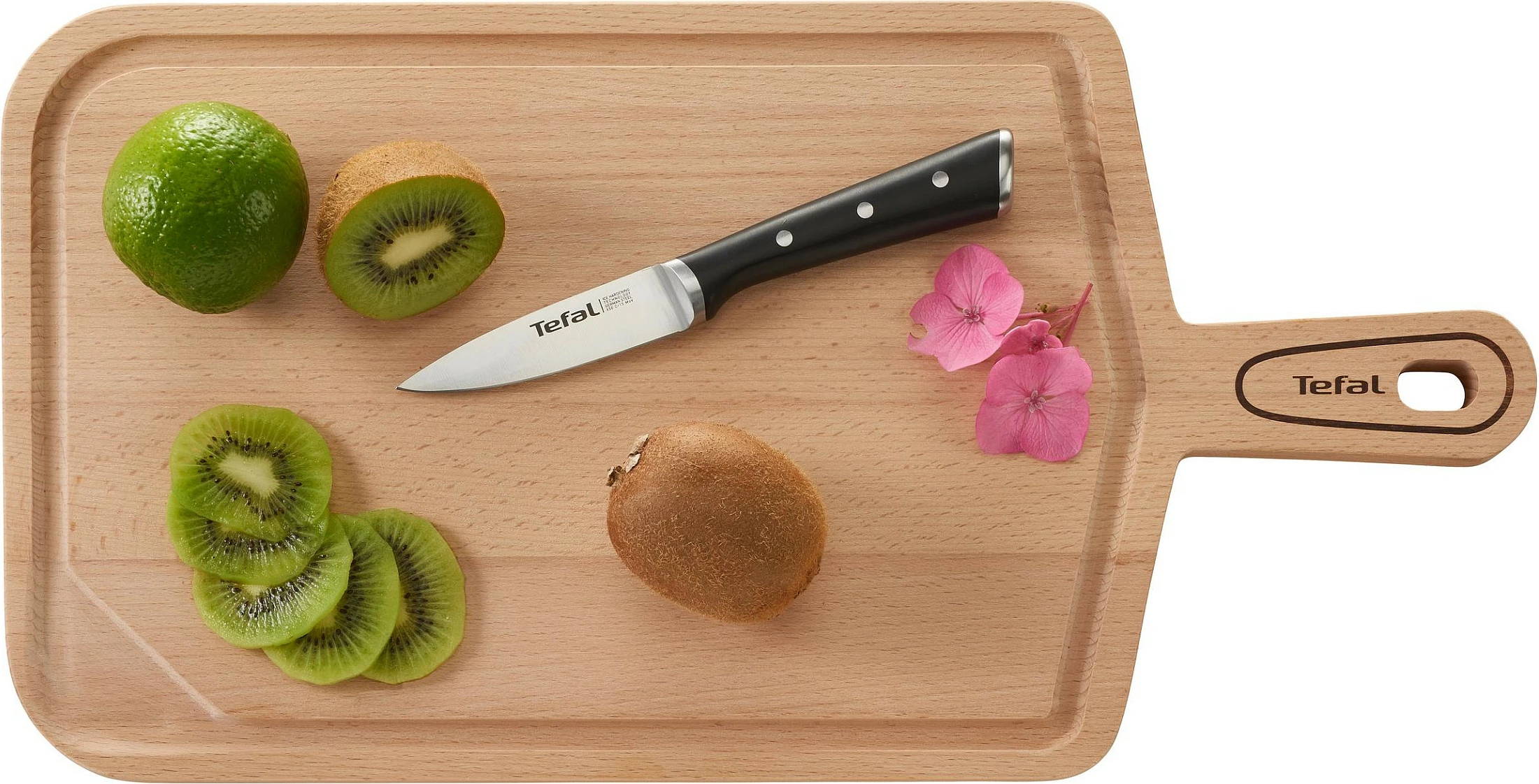 Set thikash Tefal Ice Force K232S5, 5 copë, bllok druri, çelik inox, zi