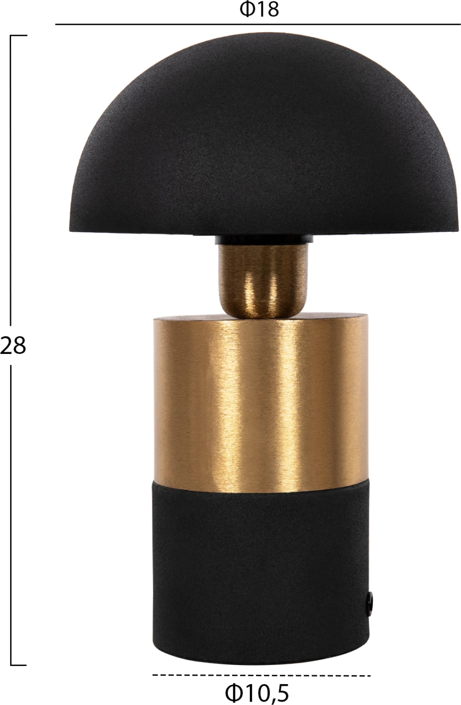 Llambë tavoline Pune FH4255.04 metalike në ngjyrë zi-ari Φ18x28Hcm