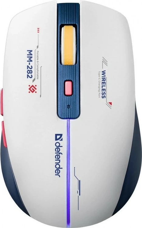 Maus wireless Defender MM-282 DILA, 1800 DPI, RGB, Blu/Bardhë