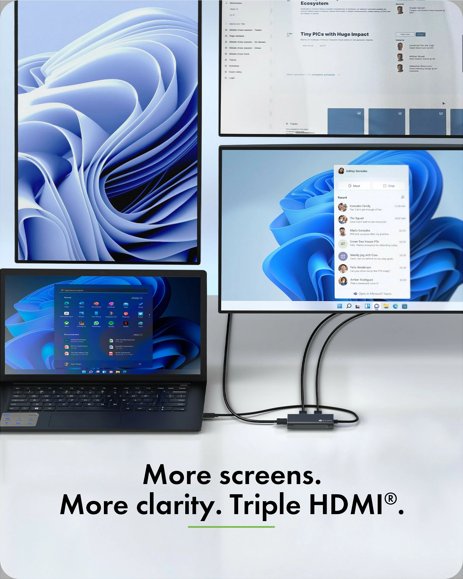 Adapter ICY BOX USB-C në 3x HDMI, USB 3.2 Gen 2 10Gbps, 8K/144Hz, i zi