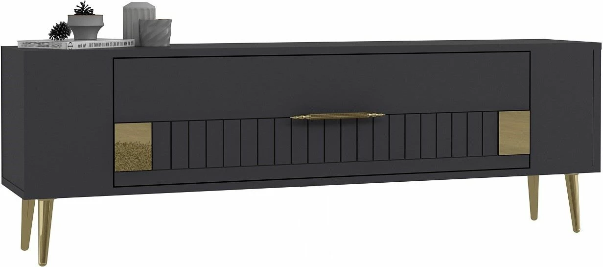 Komodë TV Skye Decor, anthracite, gold, Retrolp4