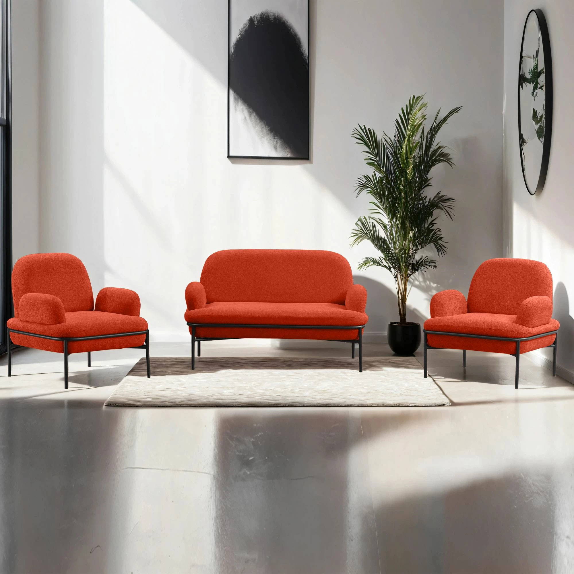 Set divanësh Atelier del Sofa, Aster, ngjyrë e kuqe tjegulle