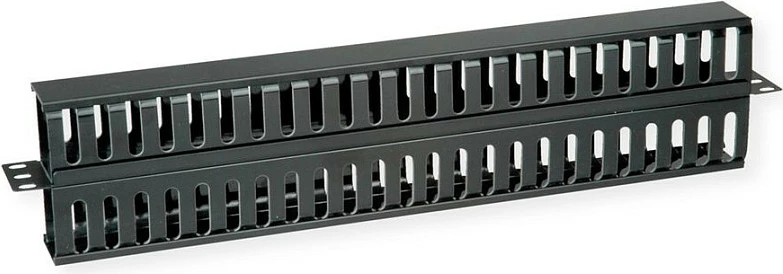 Kanal kabllosh VALUE 19" 1U, panel frontal për rack, i zi
