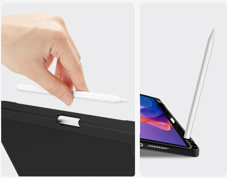 Këllëf flip Tech-Protect SmartCase Pen për Xiaomi Redmi Pad 2 11.0\", silikon mat, me mbajtëse stilolapsi, i zi