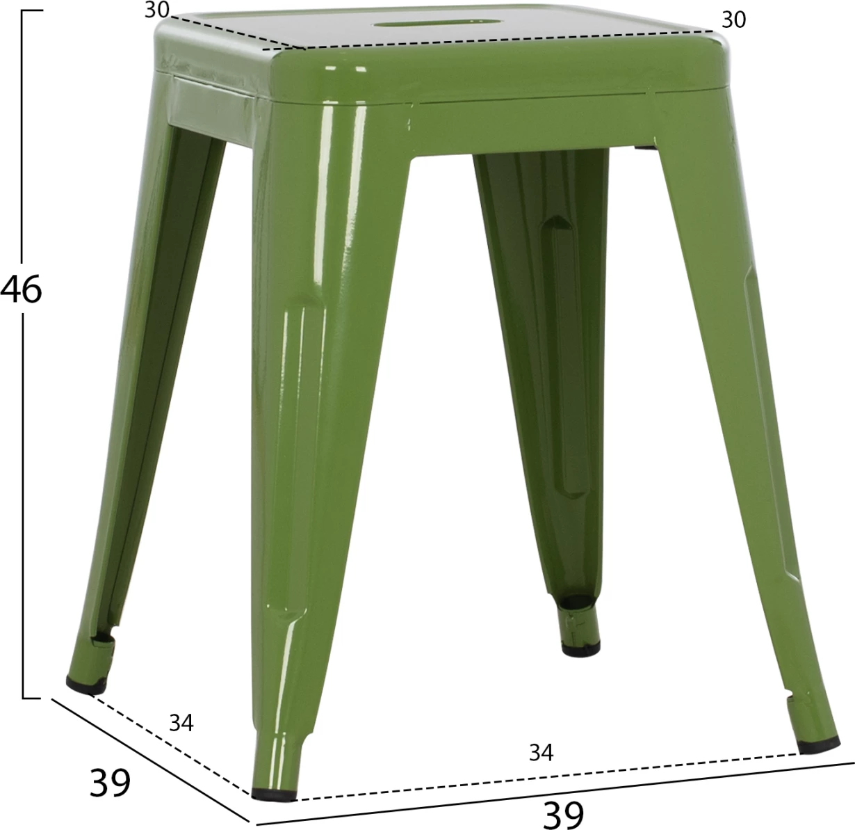 Karrige për bar MELITA FH0096.53 metalike, ngjyrë ulliri e çelët, 39x39x46H cm.