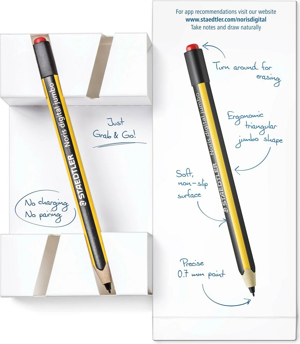 Stylus digital STAEDTLER Noris jumbo, për tablet grafik, zi-verdhë