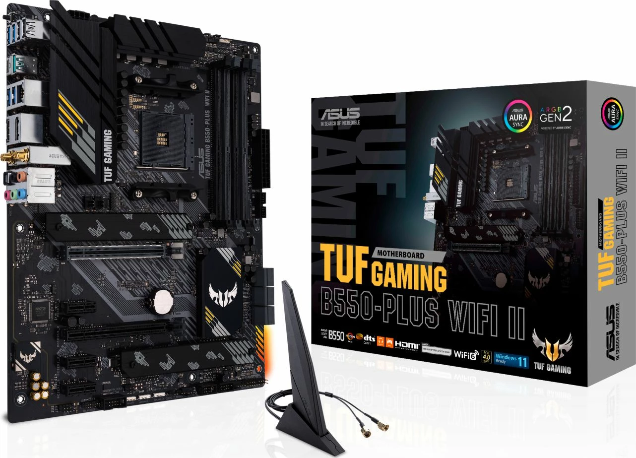 Pllakë amë Asus TUF GAMING B550-PLUS WIFI II ATX, WiFi 6, Bluetooth, 2.5G LAN, 4x DDR4 deri 128GB, e zezë