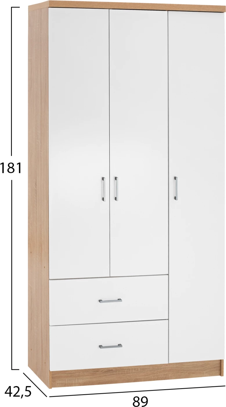 Dollap FH340.06, 89x42,5x181 cm, i kaftë/ i bardhë