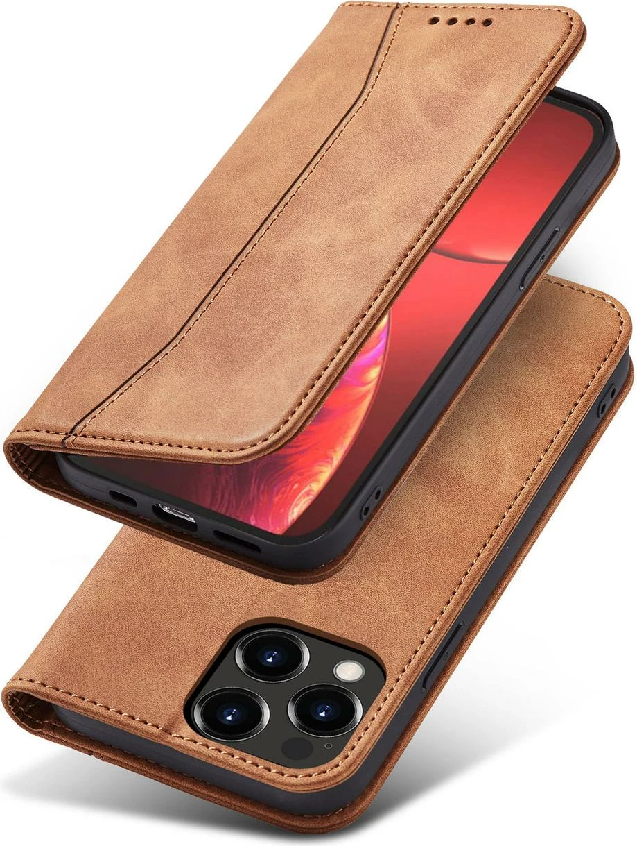 Mbështjellës Hurtel Magnet Fancy Case për iPhone 13 Pro Max, me portofol, kafe