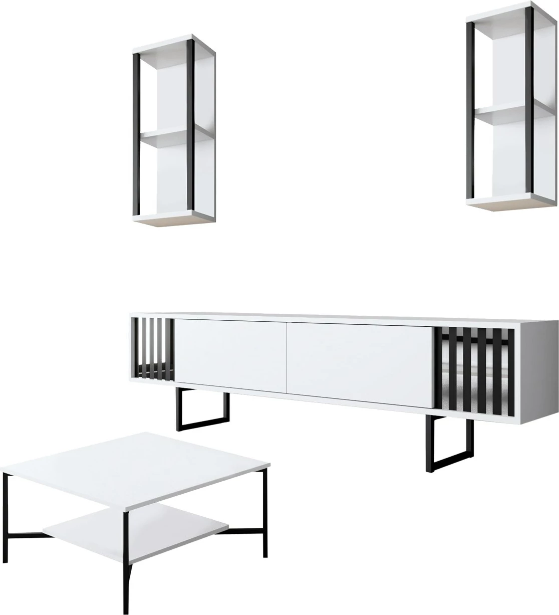 Set mobiljesh për dhomë dite Hanah Home, Chrome Line, bardhë/zi