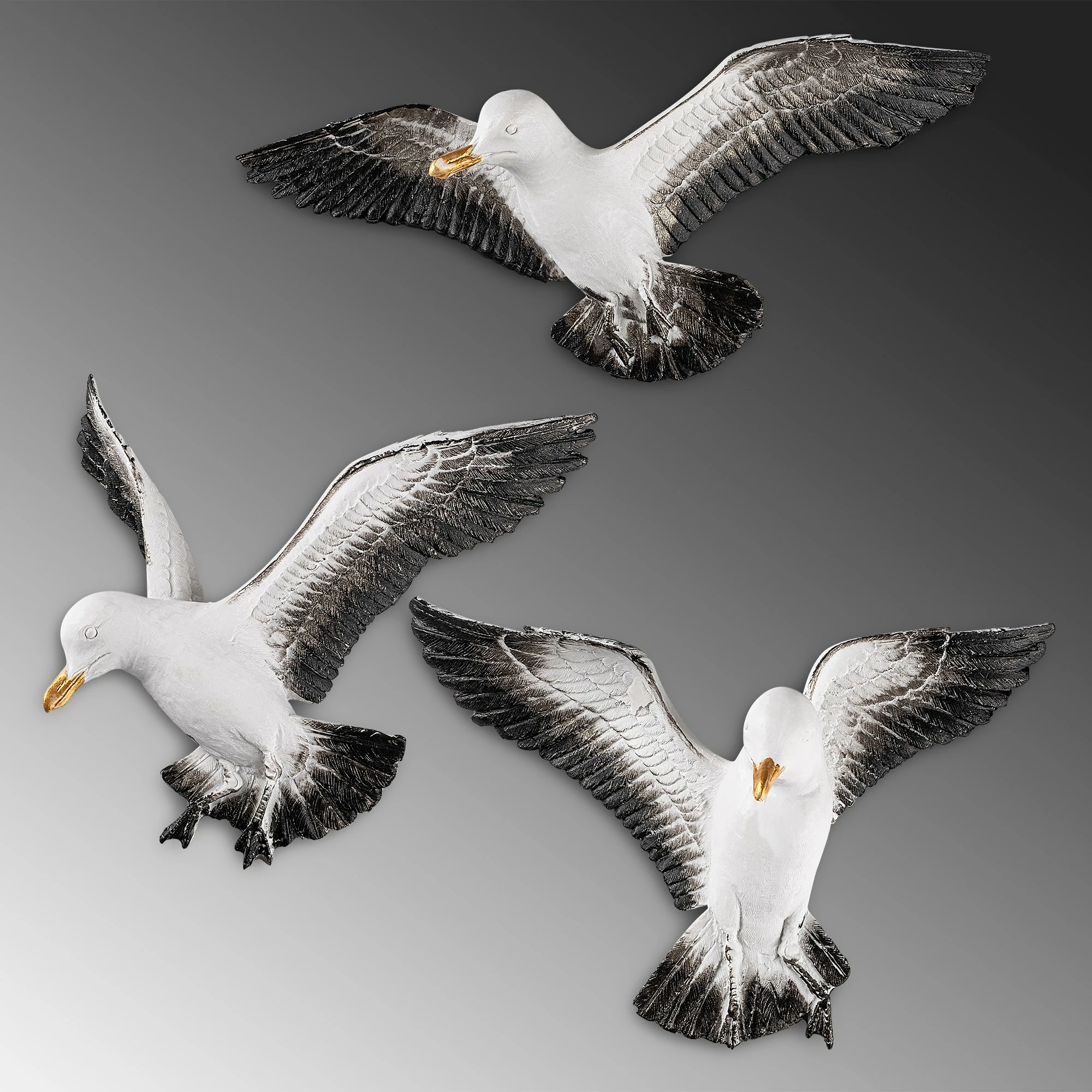 Objekt dekorativ Aberto Design, BIRDS 2, shumëngjyrësh, set 3 copë
