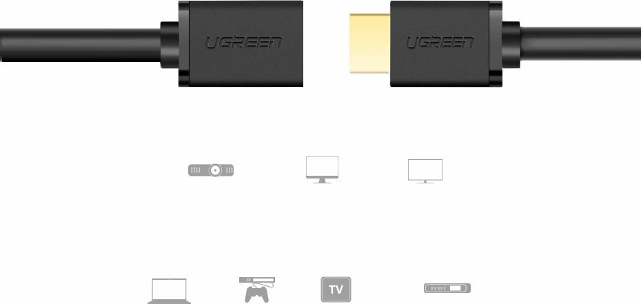 Kabllo HDMI Ugreen HD107 10140, 0.5m, 4K, E zezë