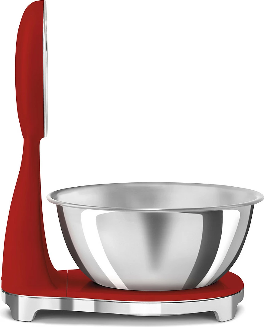 Peshore kuzhine Smeg 50's Style, me tas inox, analoge, e kuqe