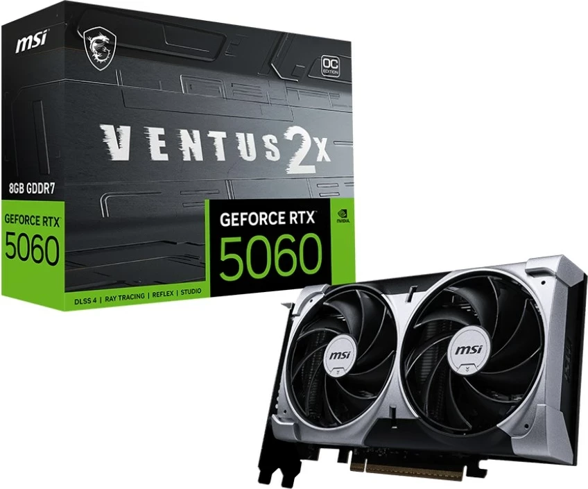 Kartelë grafike MSI GeForce RTX 5060 8G VENTUS 2X OC, 8 GB GDDR7, Argjend