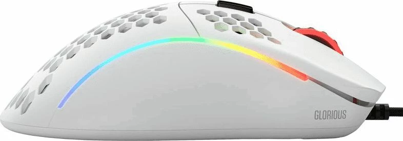 Maus Glorious Model D GD-WHITE 12000 DPI PMW3360, RGB, me kabllo USB, 6 butona, i bardhë