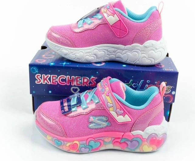 Atlete për fëmijë Skechers S Lights LED, për vajza, me Velcro [Madhësia: 21]