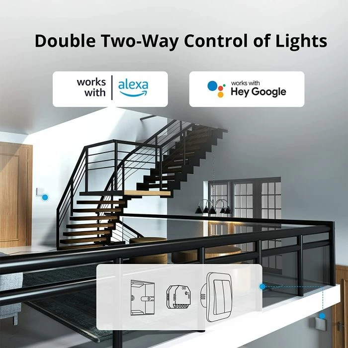 Switch smart Wi‑Fi 2-kanalësh SONOFF DUALR3, kontroll për perde/roleta, matje energjie, 100–240V 10A, 3300W, i bardhë