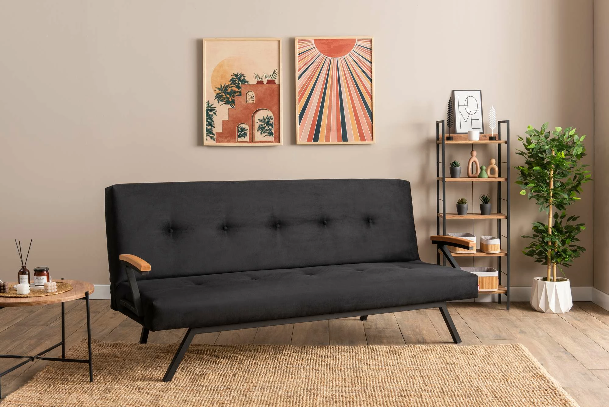 Divan-krevat treshe, Atelier del Sofa, Zven, ngjyrë e zezë