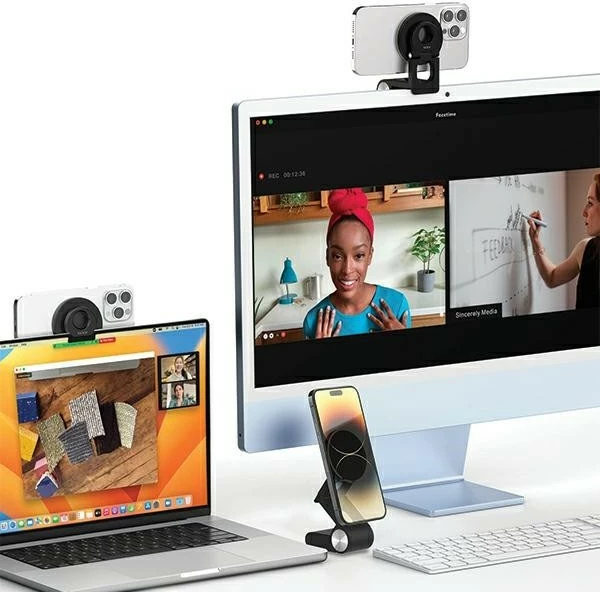 Mbajtëse magnetike 3-në-1 SODI BM-330 MagSafe për iPhone 12-15/MacBook, e bardhë