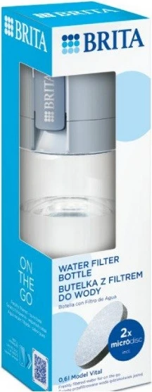 Shishe uji me filtër BRITA Vital 0.6L, pastel blu, 2 copë