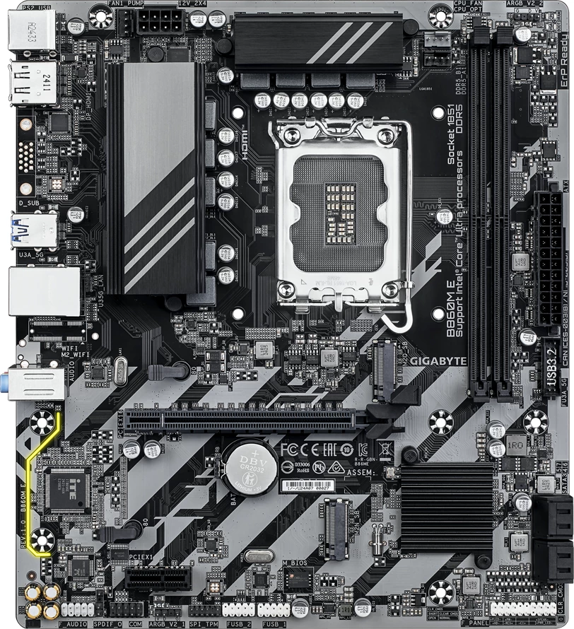 Pllakë amë GIGABYTE B860M E, Intel B860, LGA1851, 2x DDR5, mATX