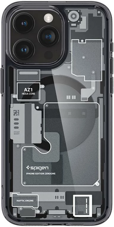 Mbështjellës Spigen Ultra Hybrid Mag për iPhone 15 Pro, MagSafe, Zero One, Transparent/Gri