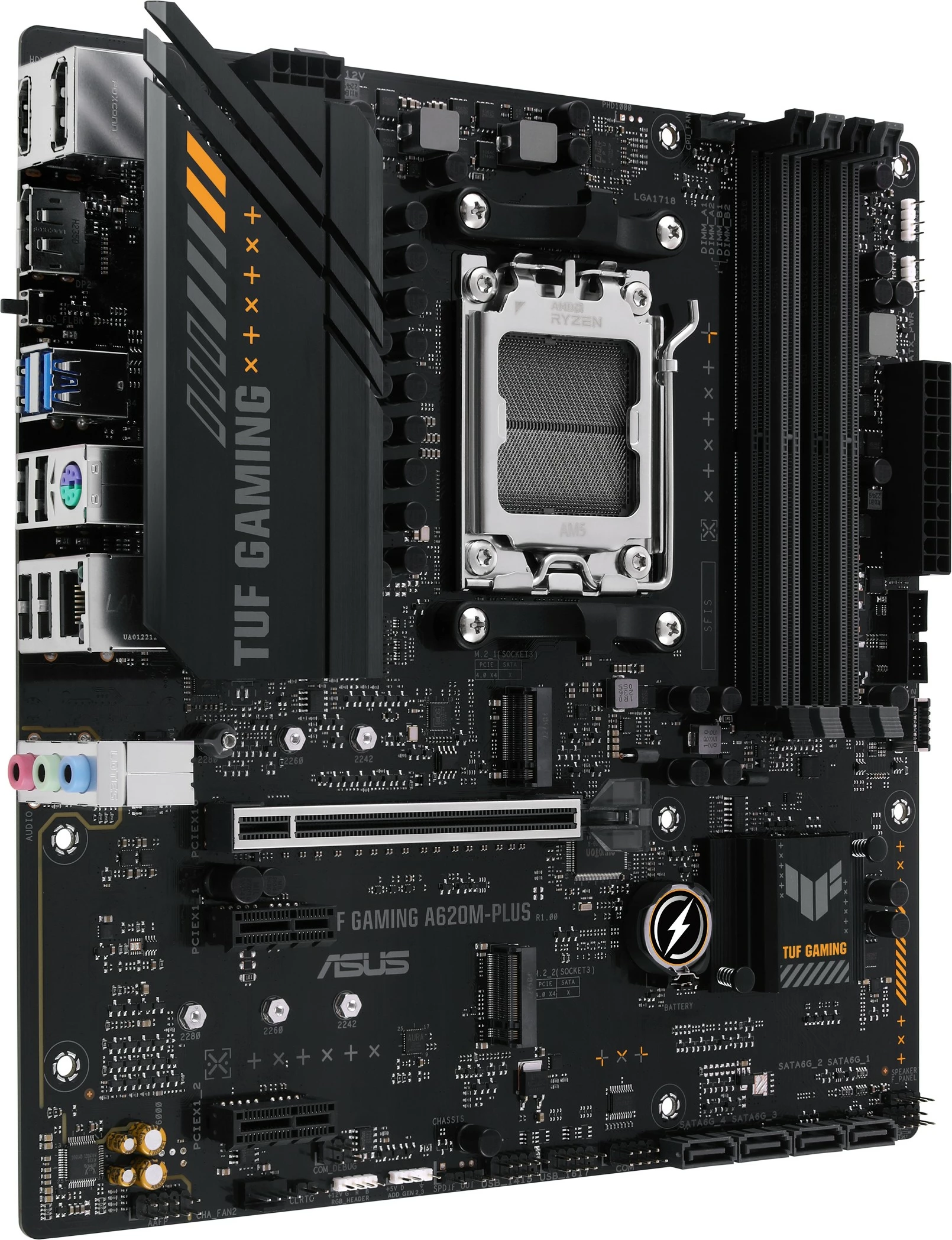 Pllakë amë ASUS TUF GAMING A620M-PLUS, AMD, Socket AM5, DDR5-SDRAM, 128 GB, e zezë