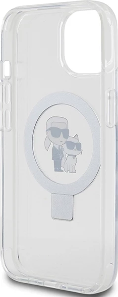 Mbështjellës Karl Lagerfeld KLHMP15SHMRSKCH për iPhone 15/14/13 6.1", me Ring Stand, MagSafe, Bardhë