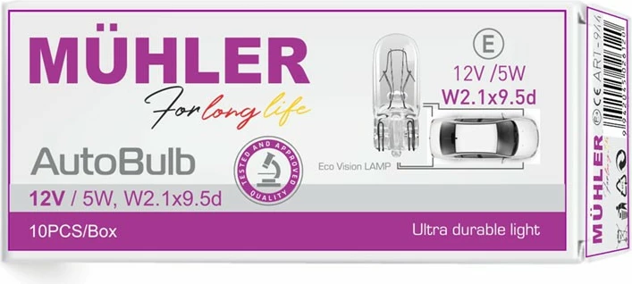 Lampa 12v W5w W2.1x9.5d Kuti Muhler