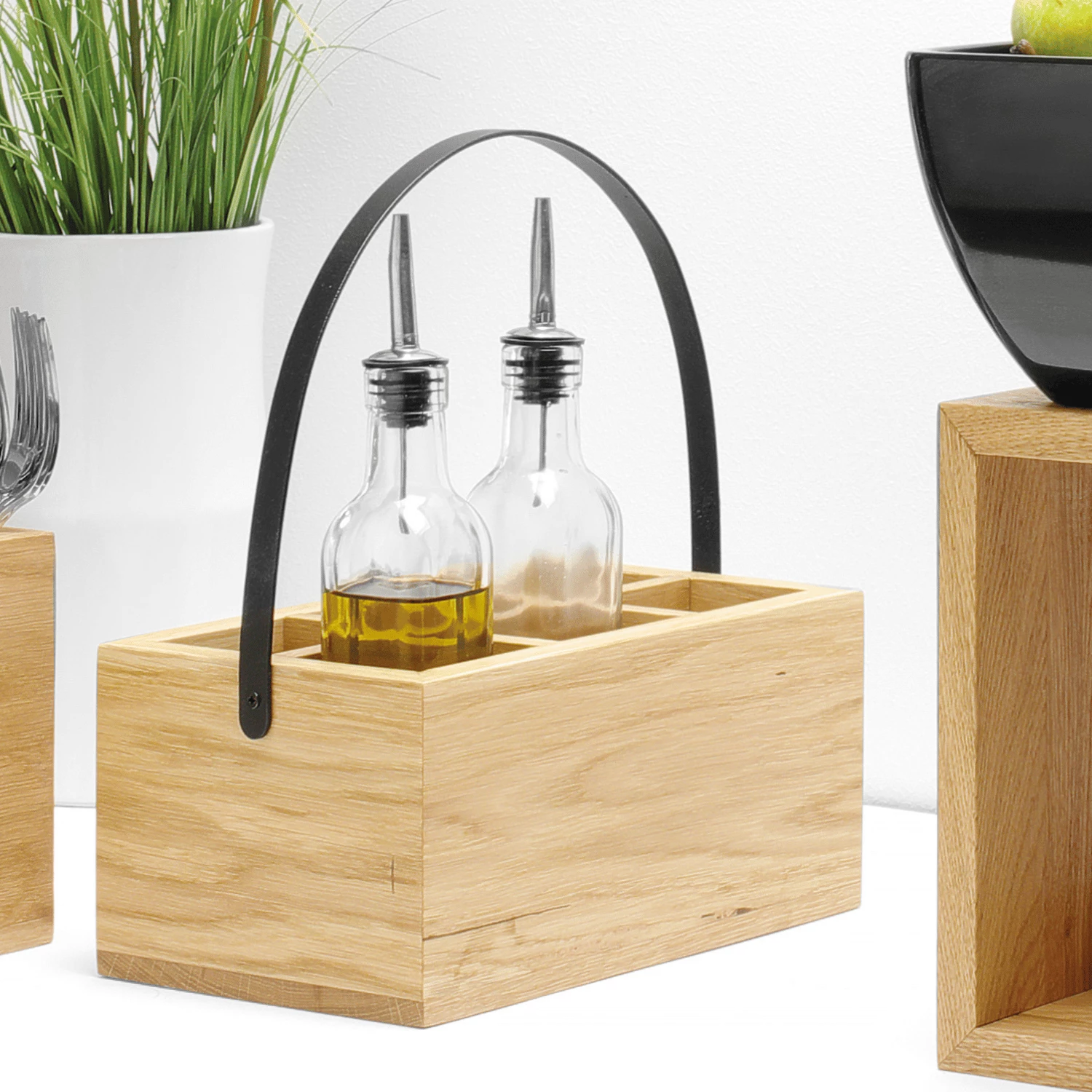 Mbajtëse takëmesh dhe pecetash, Fine Dine Madeira Black, 280x180x120 mm, dru, e zezë