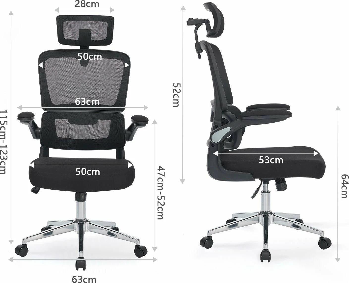 Karrige zyre ergonomike Mozos ERGO-K, me rrota, me mbështetëse koke, 150 kg, e zezë