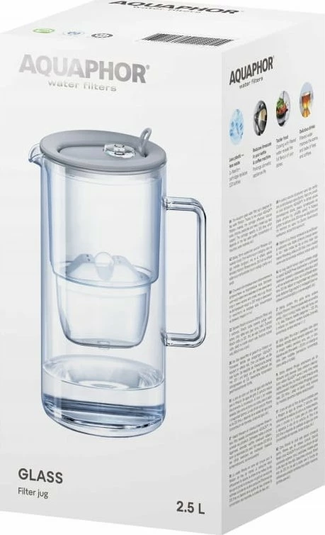 Karafë filtrimi uji Aquaphor Glass 2.5L + 1x fishek Maxfor+ MG, gri