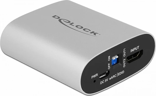 Ekstraktor audio HDMI DeLOCK HDMI HD Audio Extractor 4K 60Hz, eARC, 2x HDMI Out, Micro-USB, argjendtë