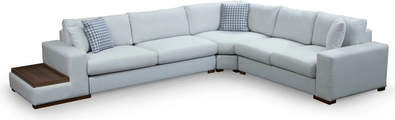 Këndare Atelier del Sofa, Loop 23, ngjyrë bezhë, këmbë druri arre, 282x363x95x85cm, 4 jastëkë
