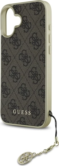 Mbështjellës Guess 4G Charms Collection për iPhone 16, Kafe